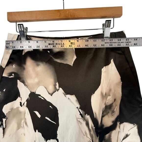 Lafayette 148 Brown Floral Pencil Skirt Rose Midi SIZE 2 Womens Watercolor - Picture 4 of 11